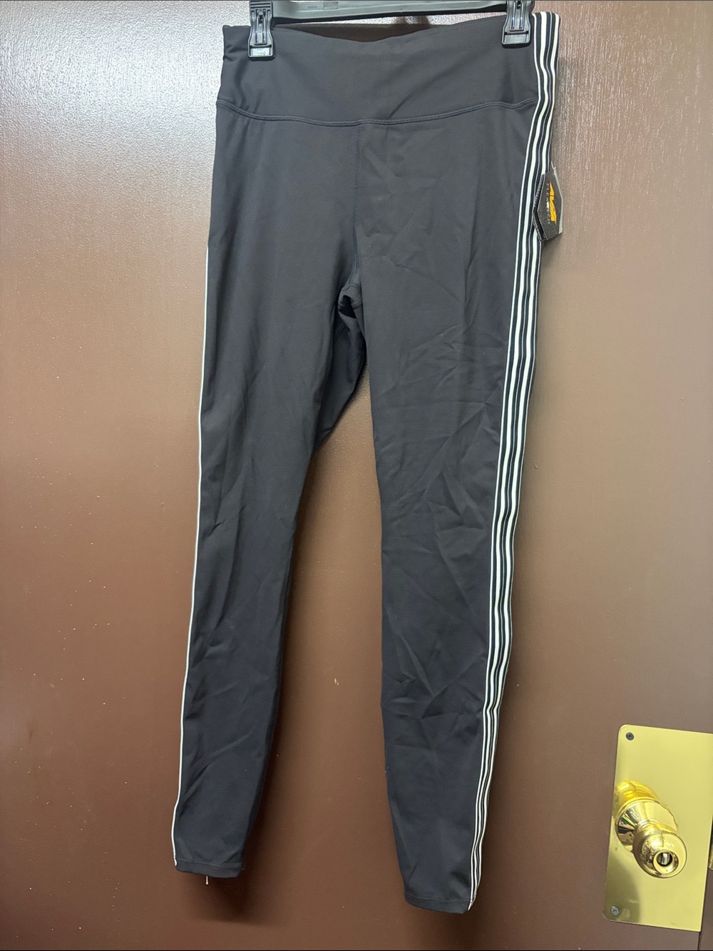 Avia Black Leggings with White Side Stripes